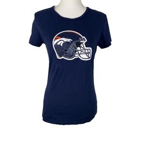 Denver Broncos Shirt Women's Medium Blue Crewneck NFL  Short Sleeve Sparkly‎